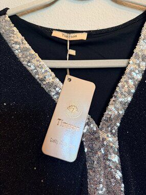 New Black Shimmer Top- XL with tags